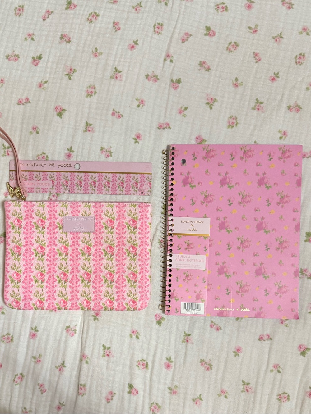 NWT LoveShackFancy x Target Pink Floral Wristlet Pouch & Notebook Set